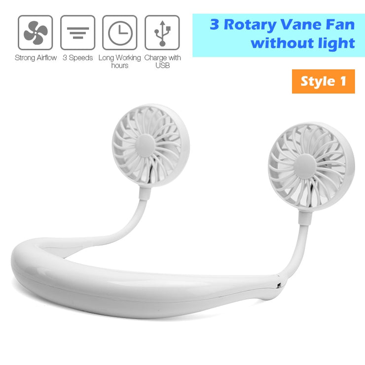 Mini USB Portable Fan Neck Fan Neckband With Rechargeable Battery Small Desk Fans handheld  Air Cooler Conditioner for Room
