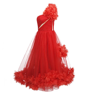 Celebrity Party Dresses For Women Elegant Diagonal Collar Sleeveless Long Gown