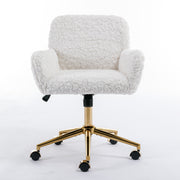 Artificial rabbit hair gold metal base home office chair adjustable