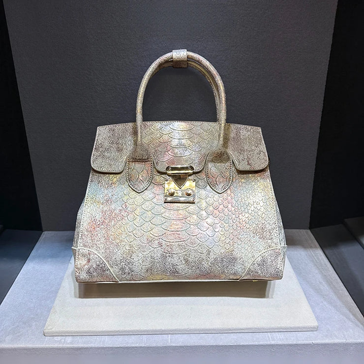Luxury Designer Brand New High Quality Leather Snake Print Large Capacity