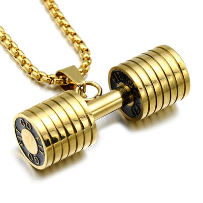 Gym Fitness Barbell Pendant Necklaces For Men