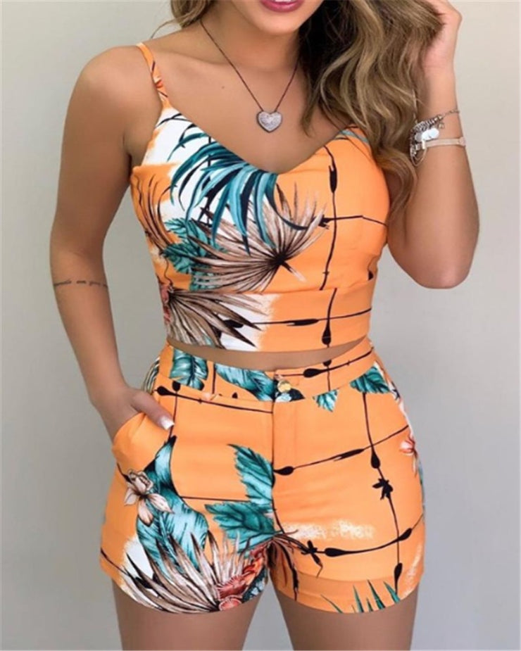 Summer Women Fashion 2-piece Outfit Set Sleeveless