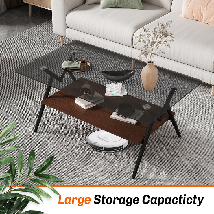 Rectangle Coffee Table with Tempered Glass