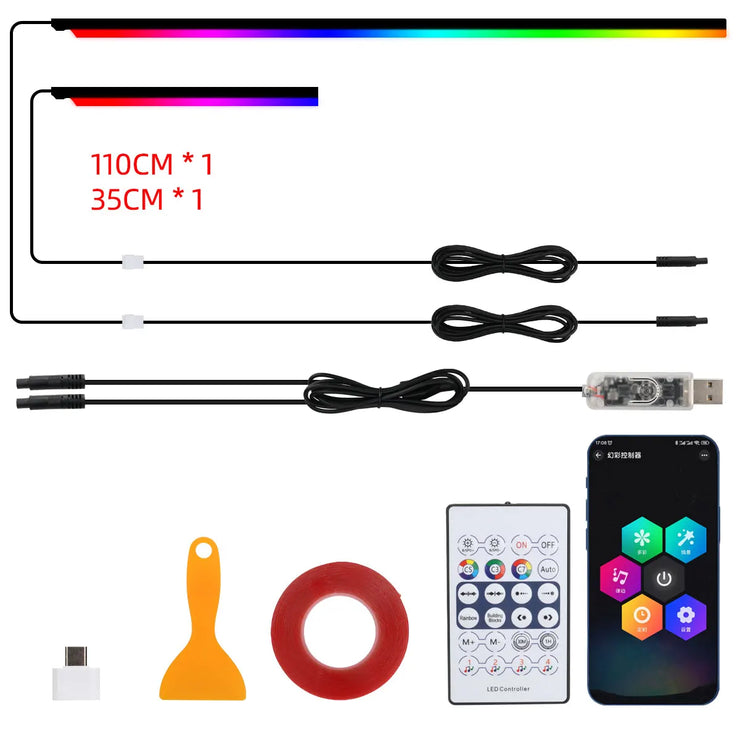 10 in 1 Car LED Acrylic Light Strip RGB Symphony Auto Interior