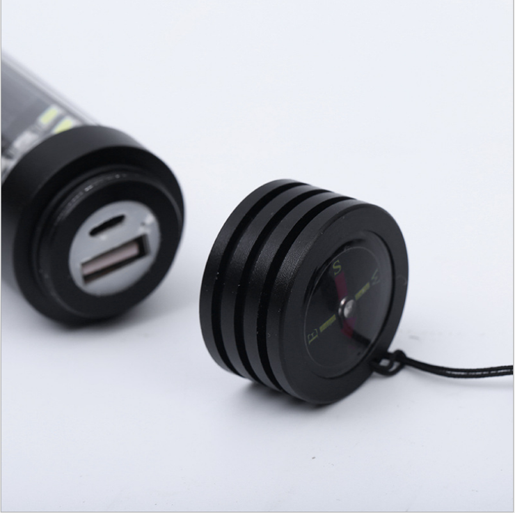 Solar Power LED Flashlight Multi-Functional Safety Hammer Torch Light USB