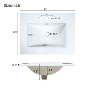 Modern 24-Inch Wall-Mounted Bathroom vanity with 2 Drawers,