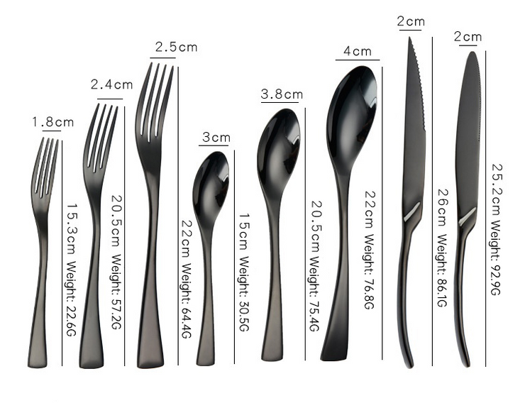Portugal Titanium Black Stainless Steel Western Cutlery Set