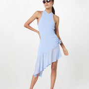 Sexy Strapless Backless Asymmetrical Pleated Dress for Women