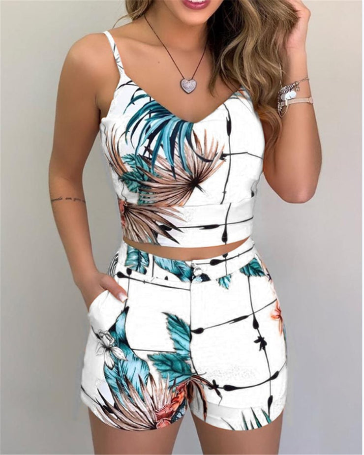 Summer Women Fashion 2-piece Outfit Set Sleeveless