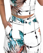 Summer Women Fashion 2-piece Outfit Set Sleeveless
