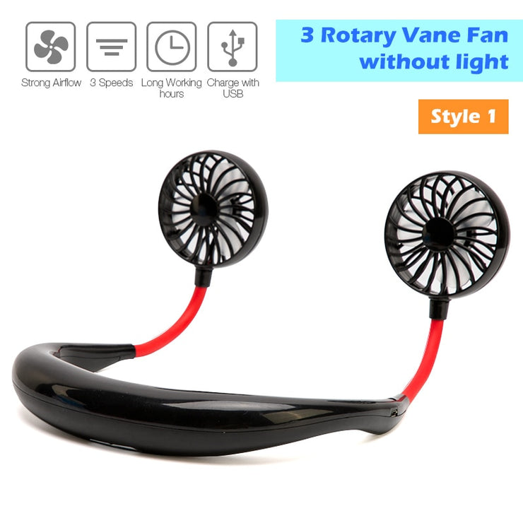 Mini USB Portable Fan Neck Fan Neckband With Rechargeable Battery Small Desk Fans handheld  Air Cooler Conditioner for Room