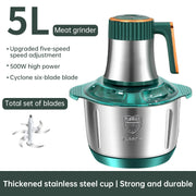 Electric Meat Grinders, 5L Food Processor, Stainless Steel Multifunctional