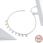 Rainbow Love Foot Chain Solid Silver S925 Foot Ornament