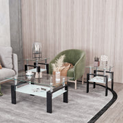 Set of 2, Modern Tempered Glass Tea Table Coffee Table End Table,
